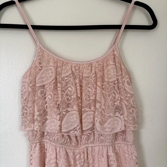 Love Reign | Pink High-Low Ruffled Lace Sundress | Size Small - Picture 5 of 10
